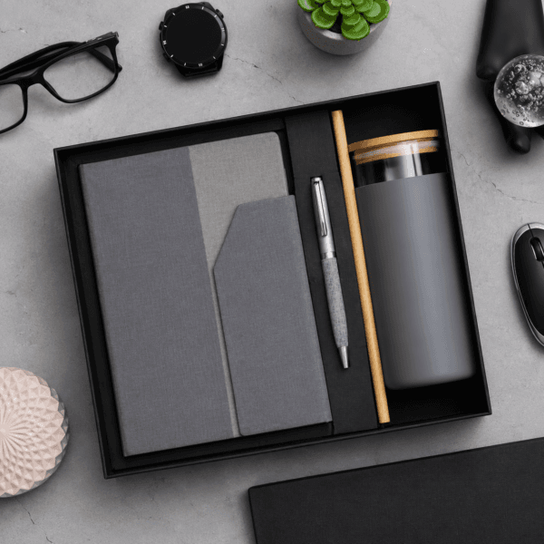 Business Combo Set Grey with Glass Bottle