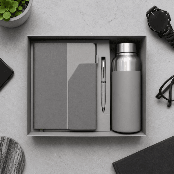 Business Combo Set Grey with Steel Bottle