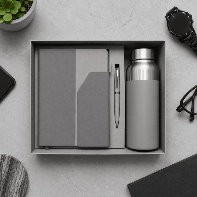 Business Combo Set Grey with Steel Bottle