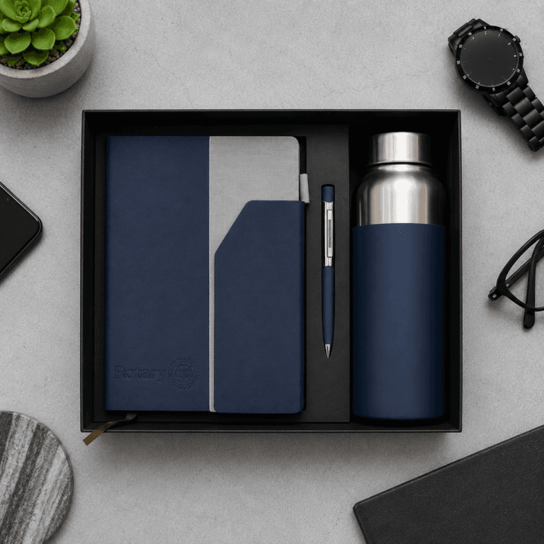 Business Combo Set Blue with Steel Bottle