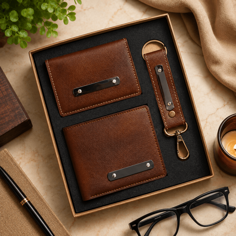 Vegan Leather Combo Gift Set Brown